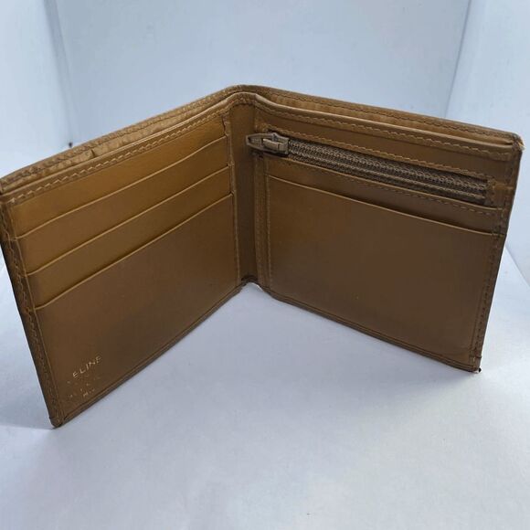 Authentic CELINE Paris Brown Coated Canvas & Leather Basic Slim Bifold Wallet - Picture 3 of 11